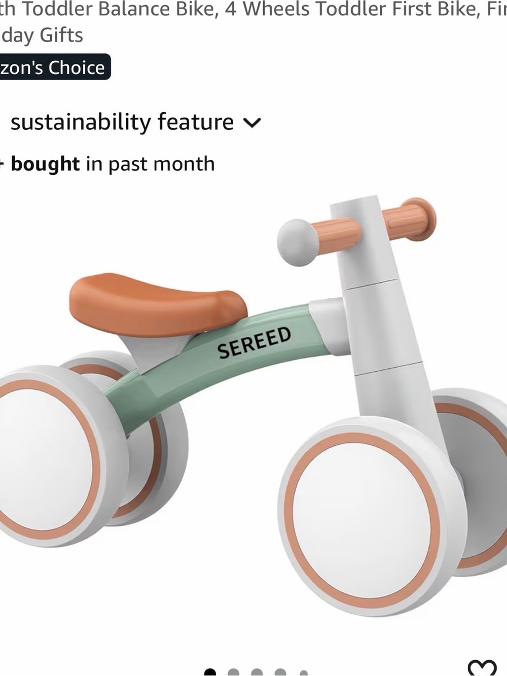 NWT SEREED Baby GREEN Balance Bike